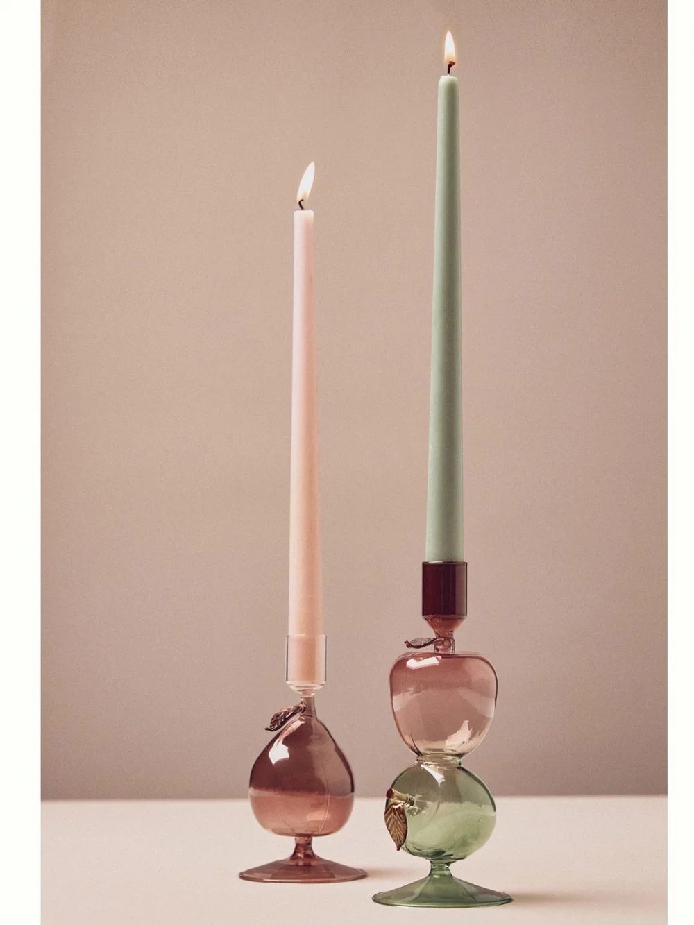 Anthropologie Harvest Fruit Icon Glass Candle Holder New Pear Candlestick